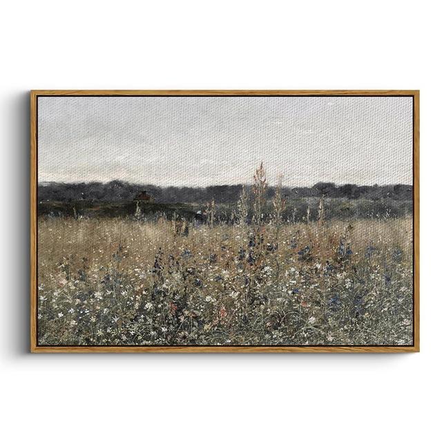 InSimSea Framed Landscape Canvas Wall Art | Meadow with Flowers Vintage Wall Art Prints Decor | Modern Farmhouse Decor | Cottagecore Bedroom Bathroom Office Decor 24x36inch