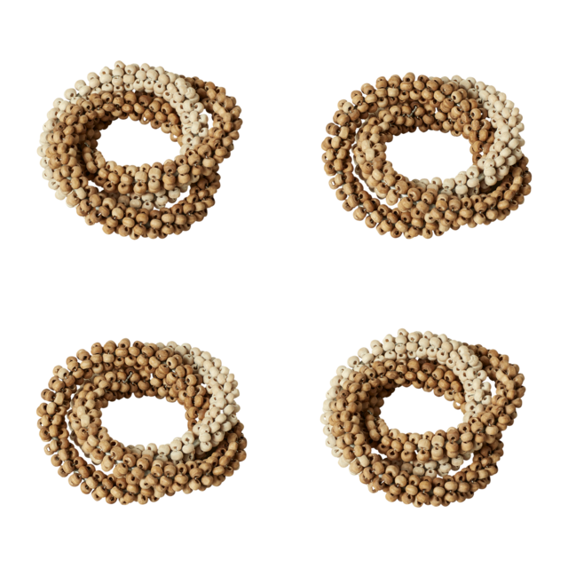 OKA Laucala Wooden Beaded Napkin Rings — Set of 4