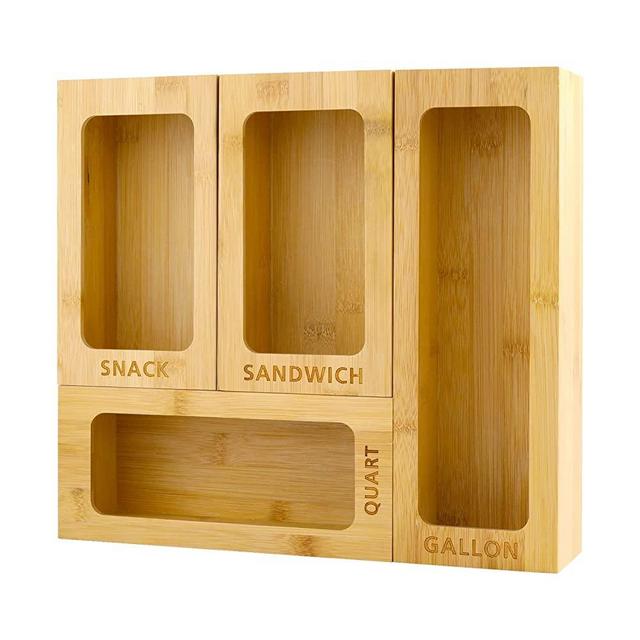 Ziplock Bag Storage Organizer 4 Boxes Set, Food Storage Bag Organizer Dispenser For Gallon, Quart, Sandwich, Snack And Variety Size Bags, Compatible With Ziploc, Glad, Hefty, GreatValue, Solimo