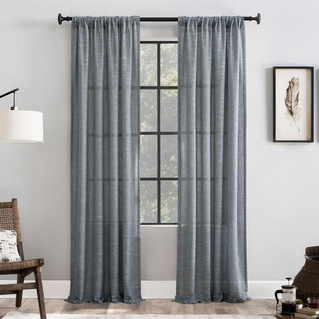 Clean Window® Basketweave Anti-Dust 84-Inch Rod Pocket Curtain Panel in Dusty Blue