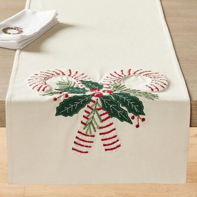 Candy Cane Embroidered Table Runner