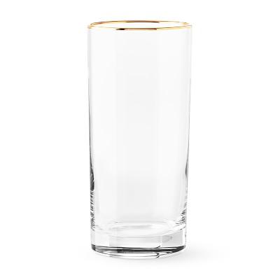 Gold Rim Highball Glasses, Set of 4