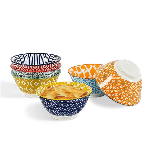 Selamica Ceramic 3.5 inch Dessert Bowls Set, 4 oz Cute Small Bowls Dipping Bowls for Ice Cream Snack Side Dishes Condiment, Microwave Oven Dishwasher Safe, Set of 6, Assorted Colors