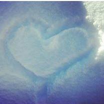 He's a softie at heart...leaving a little love in the snow.