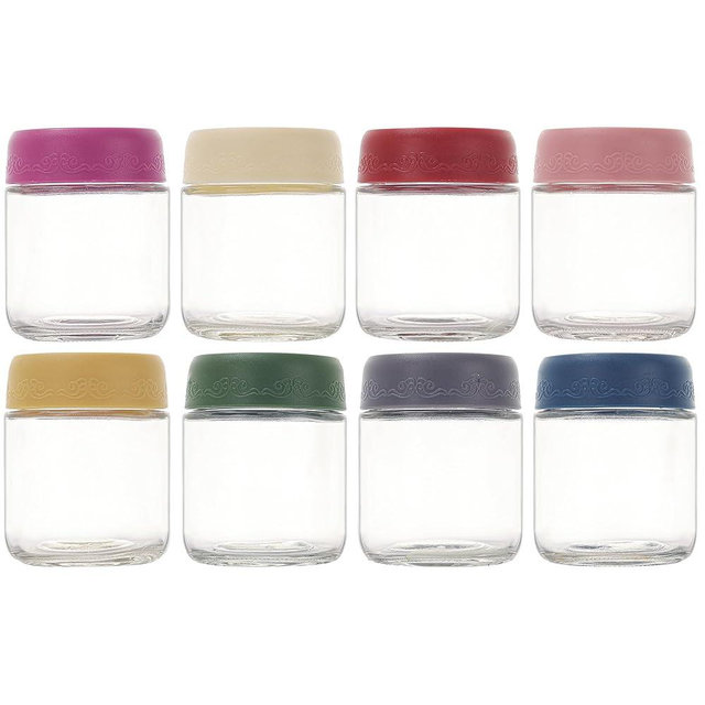 GLATABAM 4 OZ Salad Dressing Jar 8 Pack, Airtight Leakproof Bulk Small Glass Sauce Jar with Lids, Reusable for Lunch Box, Bento, Travel & Meal Prep(4 OZ-8Pack)