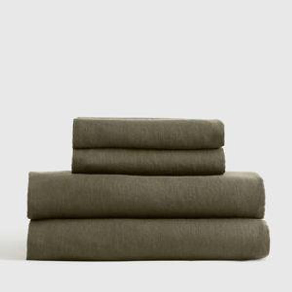 Linen Sheets with Flat Sheet | Queen in Dusty Olive
