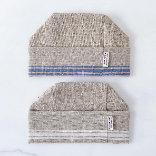 Oatmeal Linen Striped Bread Basket