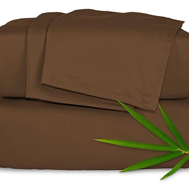 PURE BAMBOO Sheets Queen Size Bed Sheets 4 Piece Set, Genuine 100% Organic Bamboo, Luxuriously Soft & Cooling, Double Stitching, 16" Deep Pockets, Lifetime Quality Promise (Queen, Coconut Husk)