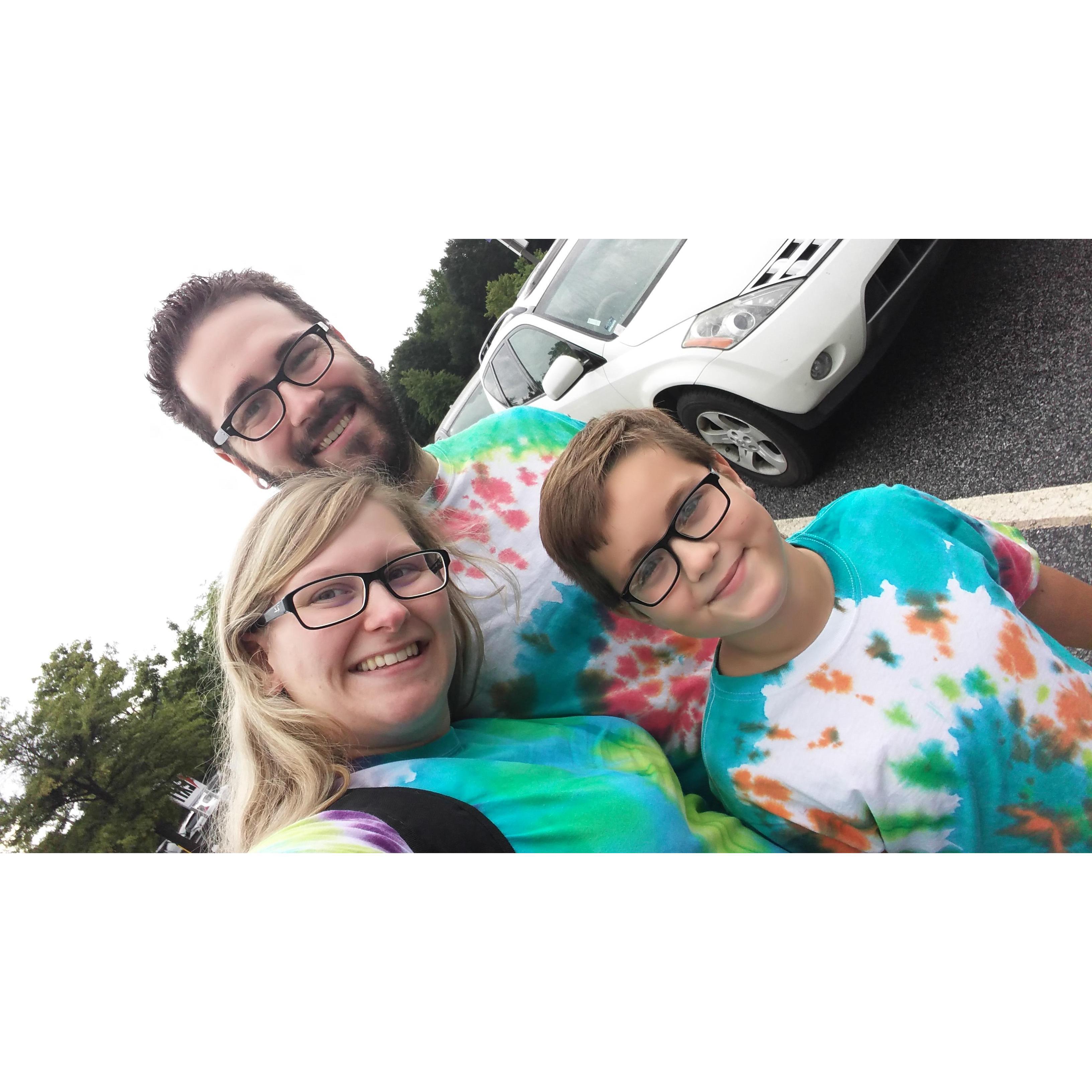 Levi and I made all of our tie-dye shirts then we went to Six Flags in them :-)