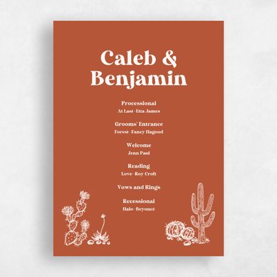 Light Rust, Orange Wedding Program - Avondale