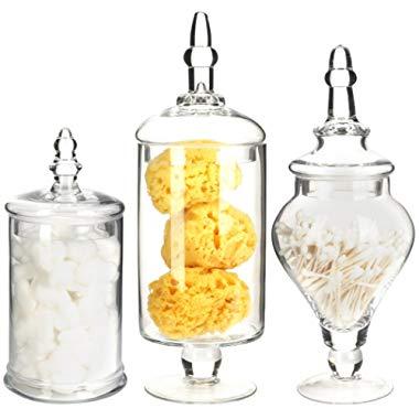 Mantello Decor Glass Apothecary Jars (Clear, Medium Large, Set of 3)