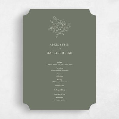 Green Ticket Wedding Program - Essenza