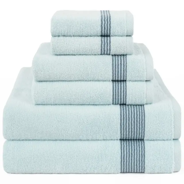 American Soft Linen Pleated Collection 100% Combed Cotton Luxury 6 Piece Towel Set, Zero Twist Ultra Soft and Plush Towels for Bathroom