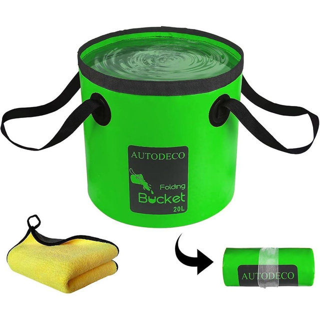 AUTODECO Collapsible Bucket 5 Gallon Container Folding Water Bucket Portable Wash Basin for Camping Fishing Travelling Outdoor Gardening Car Washing 20L