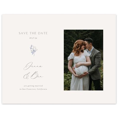 Light Oatmeal, Blue Wedding Digital Save the Date - Marmillo Photo