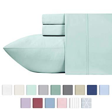 600 Thread Count Best Bed Sheets 100% Cotton Sheets Set - Spa Long-staple Cotton Queen Sheet For Bed, Fits Mattress Upto 18'' Deep Pocket, Soft & Silky Sateen Weave 4 Piece Sheets and Pillowcases