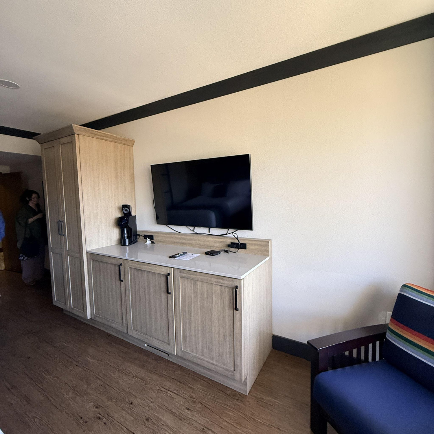Plenty of storage and TV at The Lodge