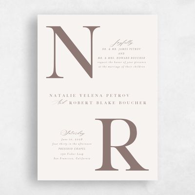 Light Oatmeal, Beige Wedding Invitation - Holt Portrait