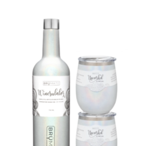 Winesulator + 2 Uncork'd XL Wine Glasses/Lid | GLITTER WHITE