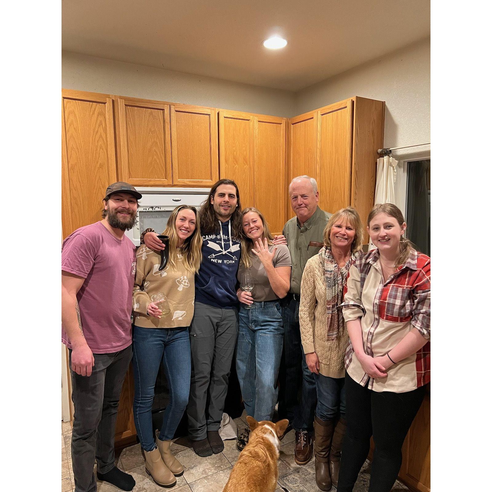 Celebrating with family the night of our engagement!