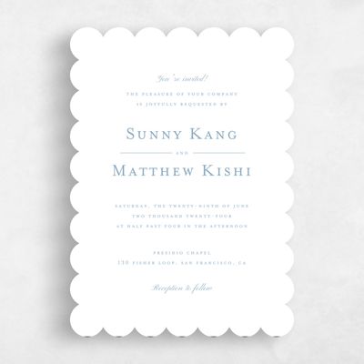 White Scalloped Wedding Invitation - Lucca Portrait