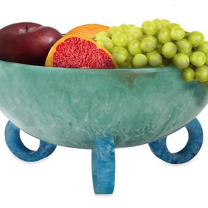 Folkulture Fruit Bowl for Kitchen Counter, 9" Resin Decorative Bowl, Centerpiece Table Decorations, Fruit Basket for Coffee Table Décor, Kitchen Counter Décor, Pedestal Bowl