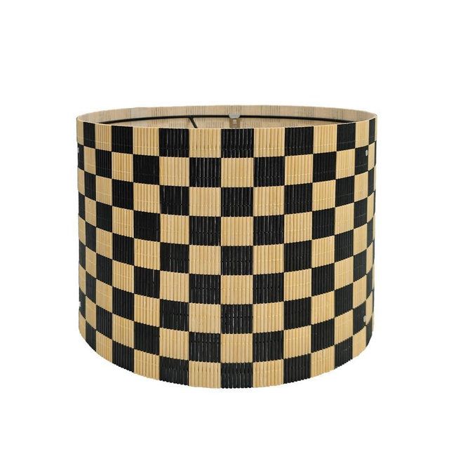 modern decorative bamboo lamp shade with black simple Geometric design groovy unique for floor and table Lamp size 30x23cm (Black Grid)