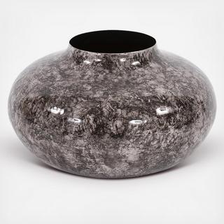 Large Round Marble Iron Pod Vase