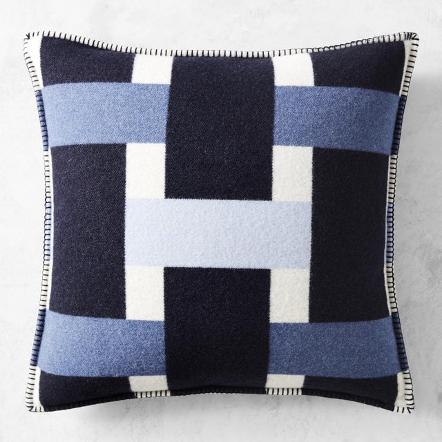 Lesina Merino Wool Pillow Cover, 22" x 22", Navy