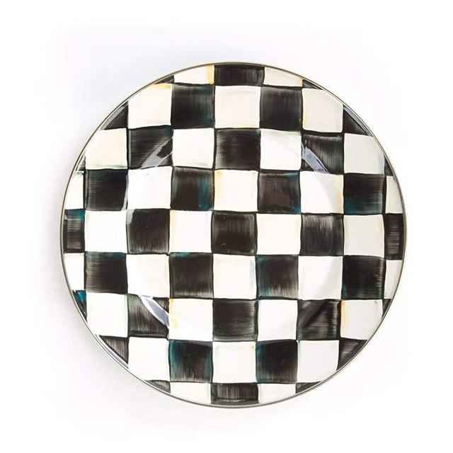 MacKenzie-Childs Courtly Check Charger Plate, Single 12-Inch Dinner Plate, Enamel Kitchenware Line
