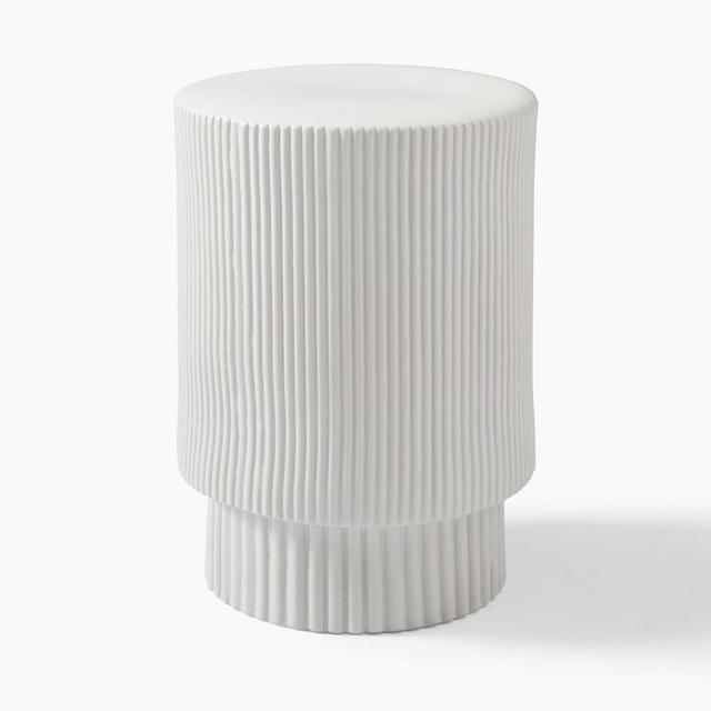 Textured Collection Side Table, White