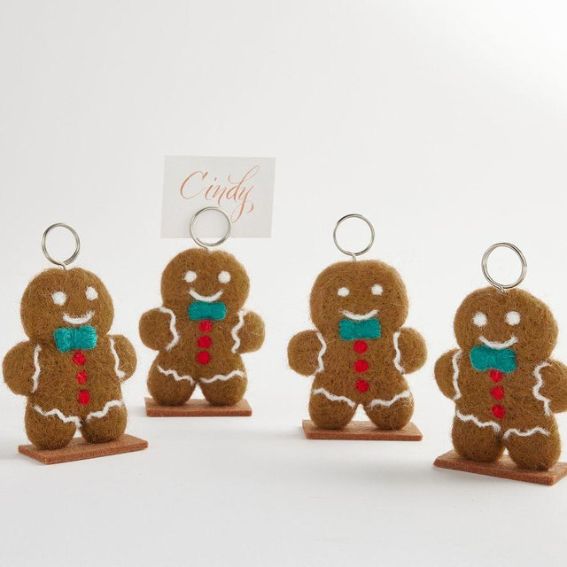 Gingerbread Handcrafted Place Card Holders, Set of 4