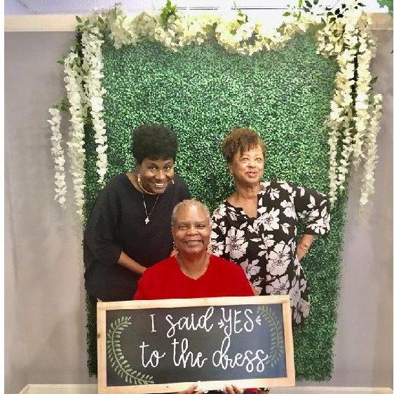 I found the perfect dress for my special day with help from by besties Terri and Linda who are my Matron and Maid of Honor!  They're also my Delta Sigma Theta sorors - Oooooh Oooop!