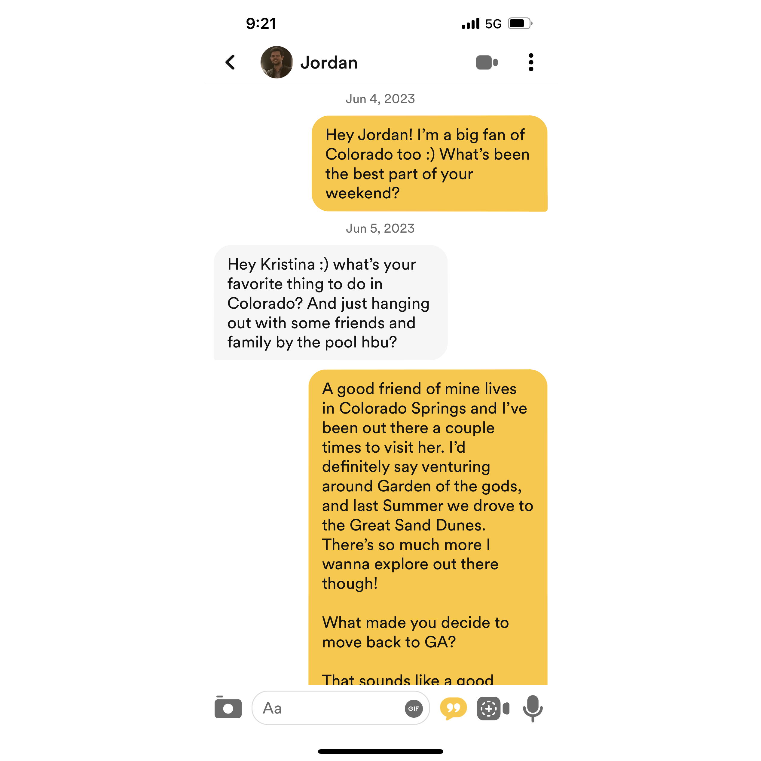 Our first hellos on Bumble, where it all began :)