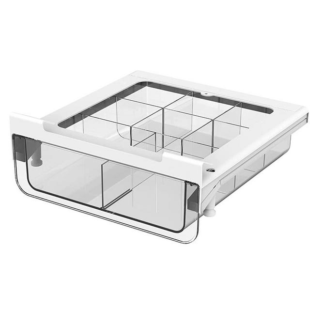 vacane Under Shelf Pull Out Drawer with Removable Divider,Under Cabinet Organizer Hanging Storage Baskets Easy to Install,Durable BPA-Free Plastic Storage Organizer for Closet Kitchen Pantry,Clear