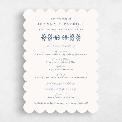 Blue Scalloped Wedding Program - Elio