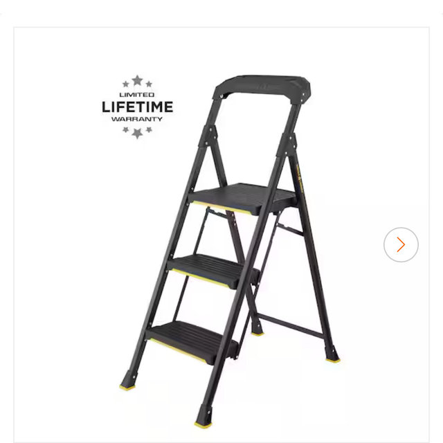 Home Depot - Gorilla Ladders 3-Step Pro-Grade Steel Step Stool, 300 lbs. Load Capacity Type IA Duty Rating (9ft. Reach Height) GLHD-3