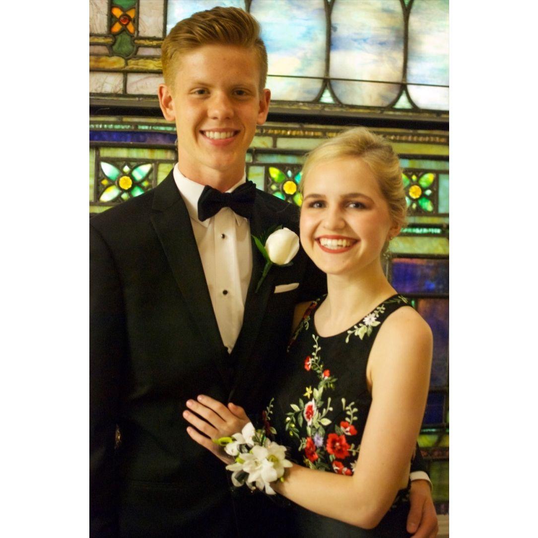 Junior Prom. April 2017.  (It rained so we took our photos in the church we are getting married in!)