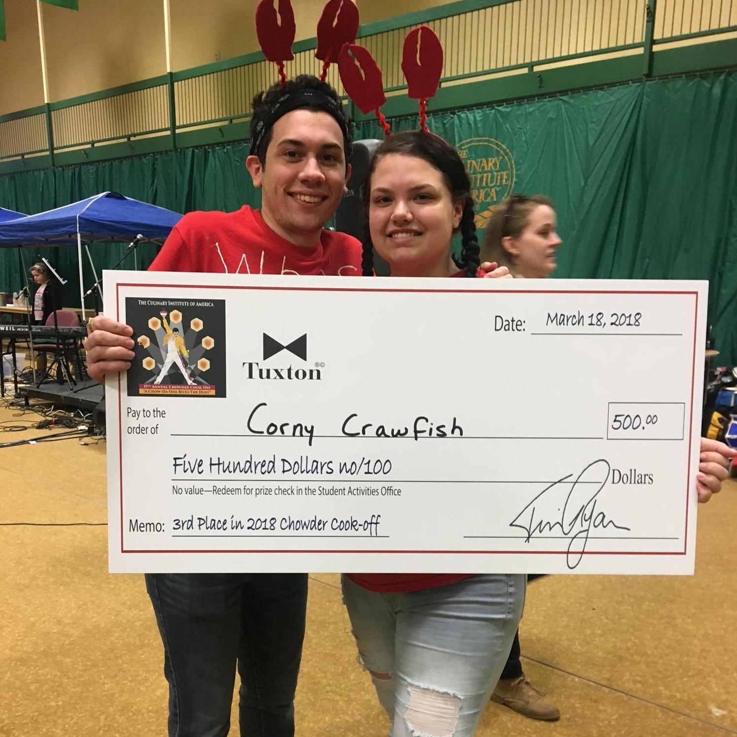 Some of our favorite memories from CIA are all the competitions we competed in. This was the Chowder Off in 2018. I think I'm more proud of the headbands I made for us than our chowder.