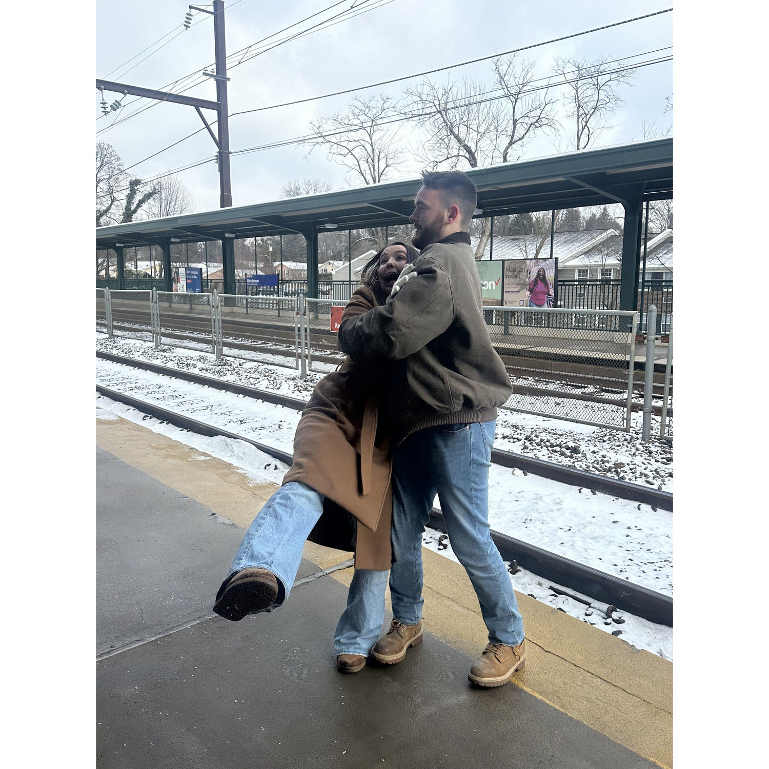 Waiting on the train!