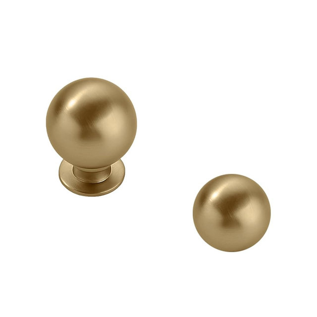 khtmeware 10 Pack 1 Inch Champagne Bronze Cabinet Knobs Champagne Brass Small Ball Kitchen Cabinet Hardware Drawer Knobs Pulls for Drawers.