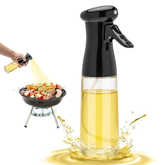 Olive Oil Sprayer for Cooking - 200ml Glass Oil Dispenser Bottle Spray Mister - Refillable Food Grade Oil Vinegar Spritzer Sprayer Bottles for Kitchen, Air Fryer, Salad, Baking, Grilling, Frying