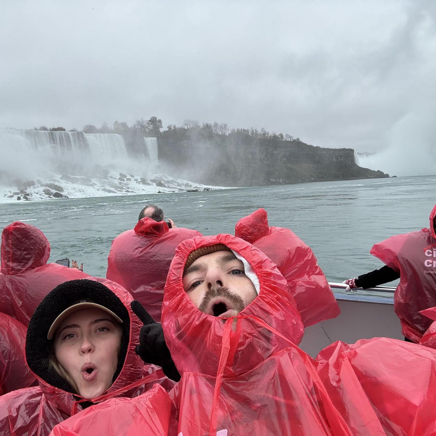 Niagara Falls, making the "Ah-ooogah" sound