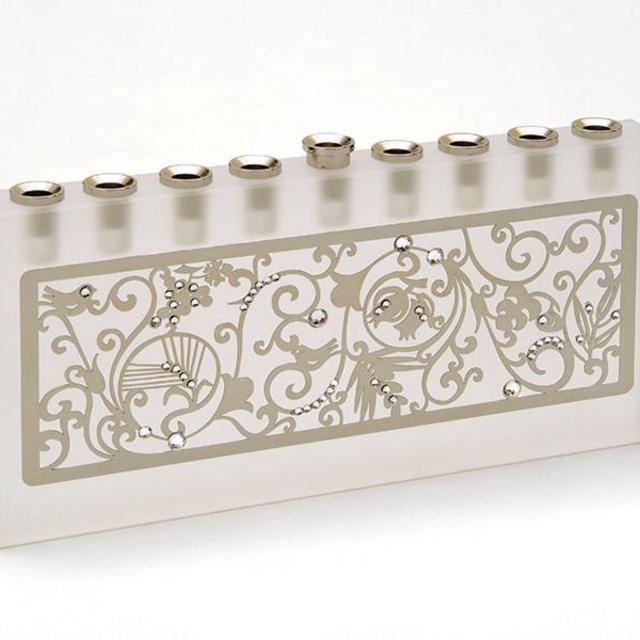 3.RECTANGLE CRYSTAL MENORA FILIGRAN