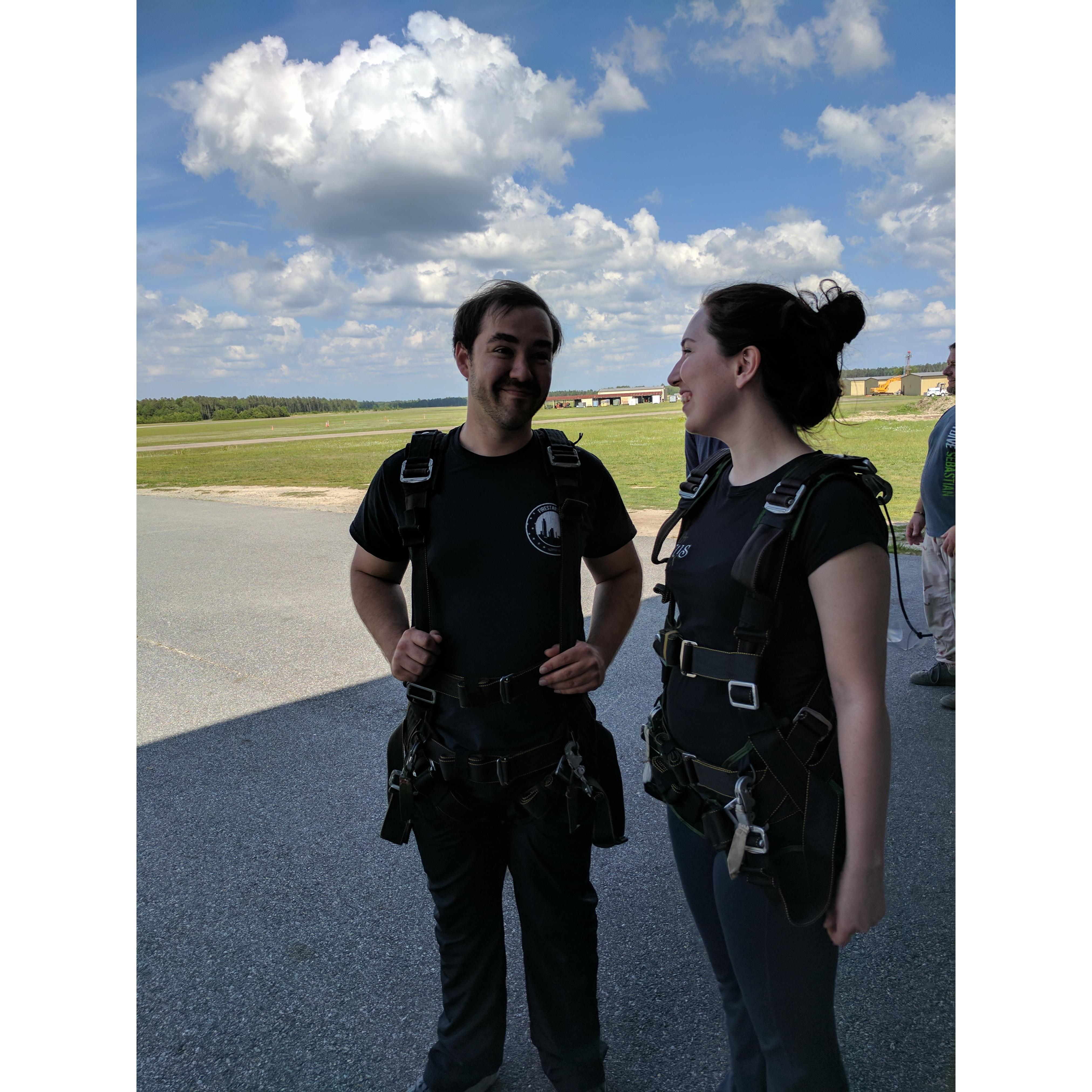 Shawn made Courtney go Skydiving for his Birthday. She liked it. He loved it.
