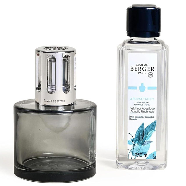 MAISON BERGER - Lampe Berger Home Fragrance Lamp Diffuser - Model Aroma - 4.9 x 3.2 x 3.2 inches - Includes Fragrance Aquatic Freshness - 250 milliliters - 8.45 Fluid Ounces (Aroma Happy)