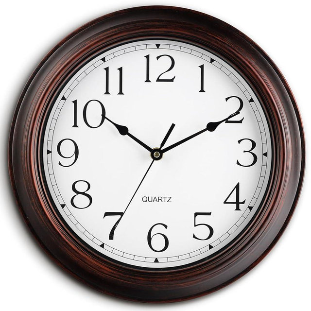 KECYET 14 Inch Wall Clocks Battery Operated Silent Non-Ticking Wall Clock Vintage Retro Rustic Style Decorative for Living Room Kitchen Farmhouse (Bronze)