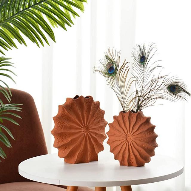 Ceramic Vase for Home Decor Set of 2,Terracotta Vase,Vases for Flowers,Dried Flower Vase,Cutting Flower Vase, Fall Decor,Vases for Decor,Vases for Centerpieces,Table Decor,The Best Gift (Windmill)