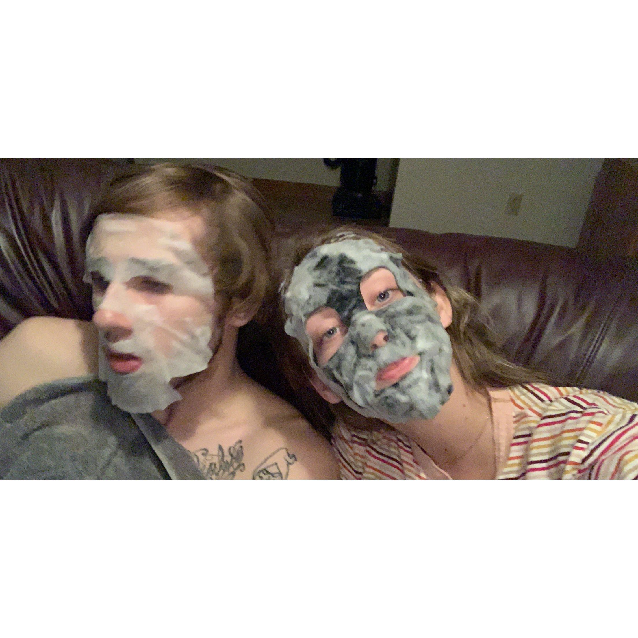 First time Bailey got Micheal to put on a facemask haha!!