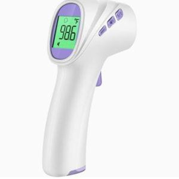 Forehead Thermometer for Adults, Kids & Babies, No-Touch Digital Thermometer with LCD Backlight Display, Fever Alarm and 1s Instant Reading - Purple